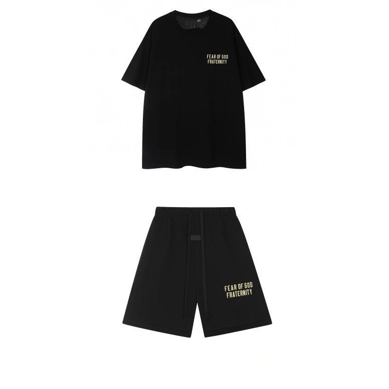 Fear of God Essentials Olive Green Logo T-Shirt and Shorts Set - 5
