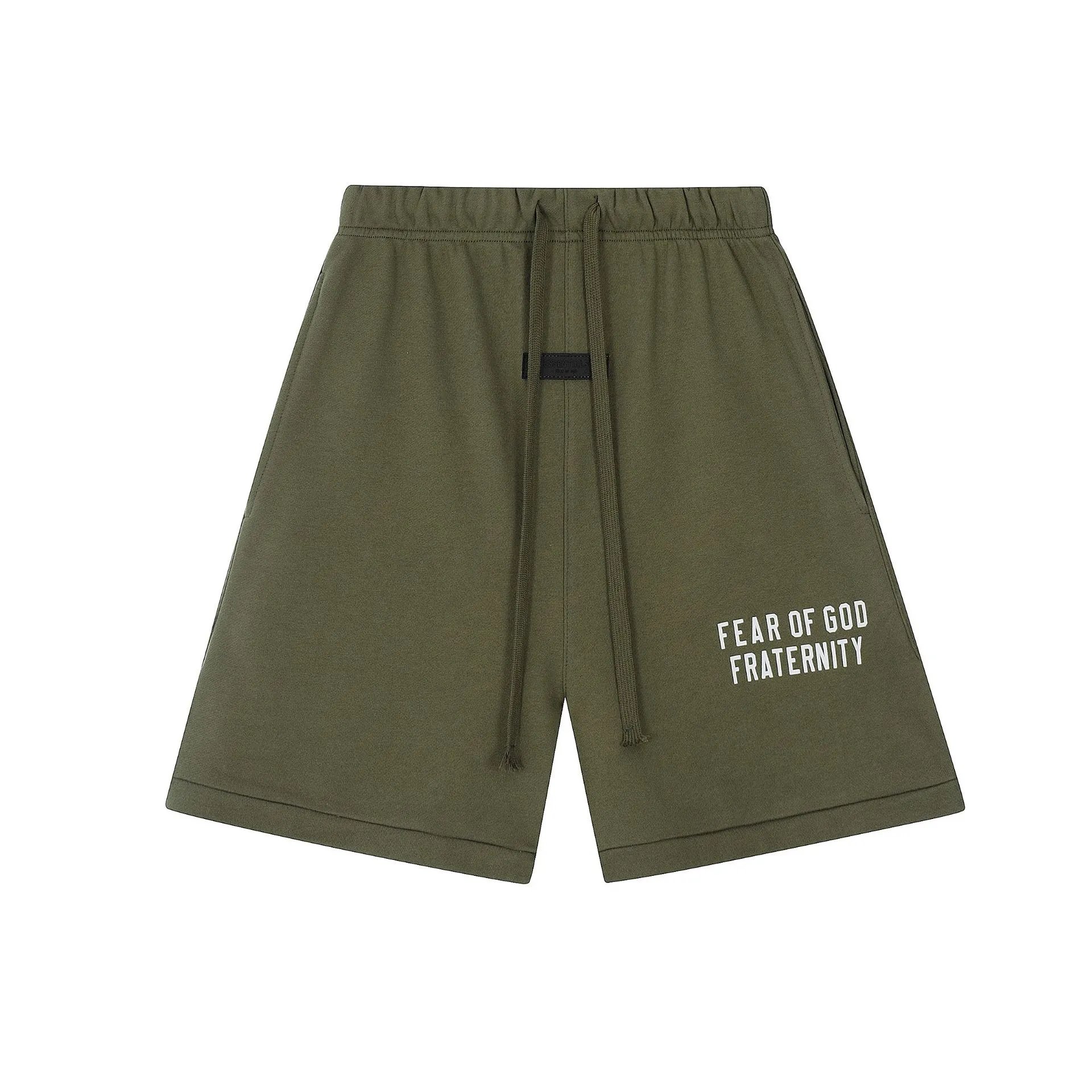 Fear of God Essentials Olive Green Logo T-Shirt and Shorts Set - 32