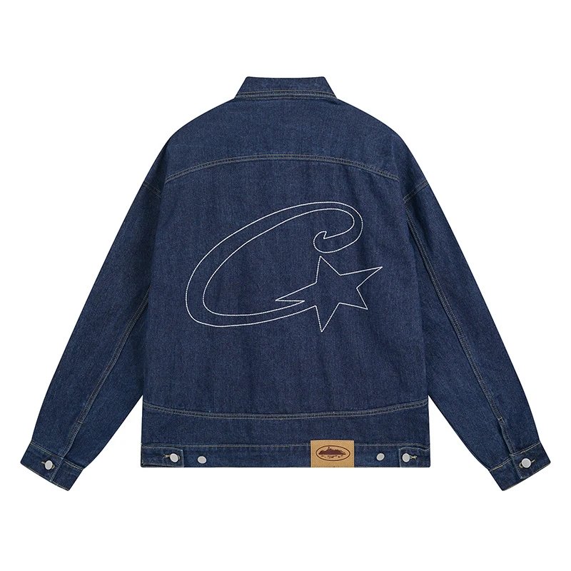 Design Denim Jacket Black with Outline C+Star Graphic Outerwear - 7