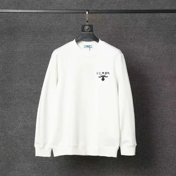 Prada Logo-Print Crewneck White Sweatshirt Hoodie - 1