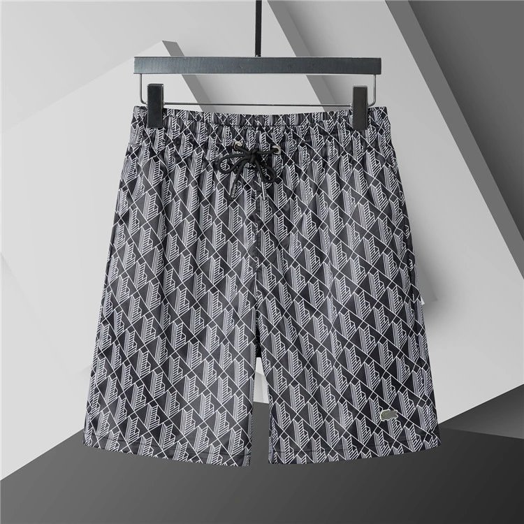 Lacoste Swimwear Men's Geometric Print Swim Shorts — Black