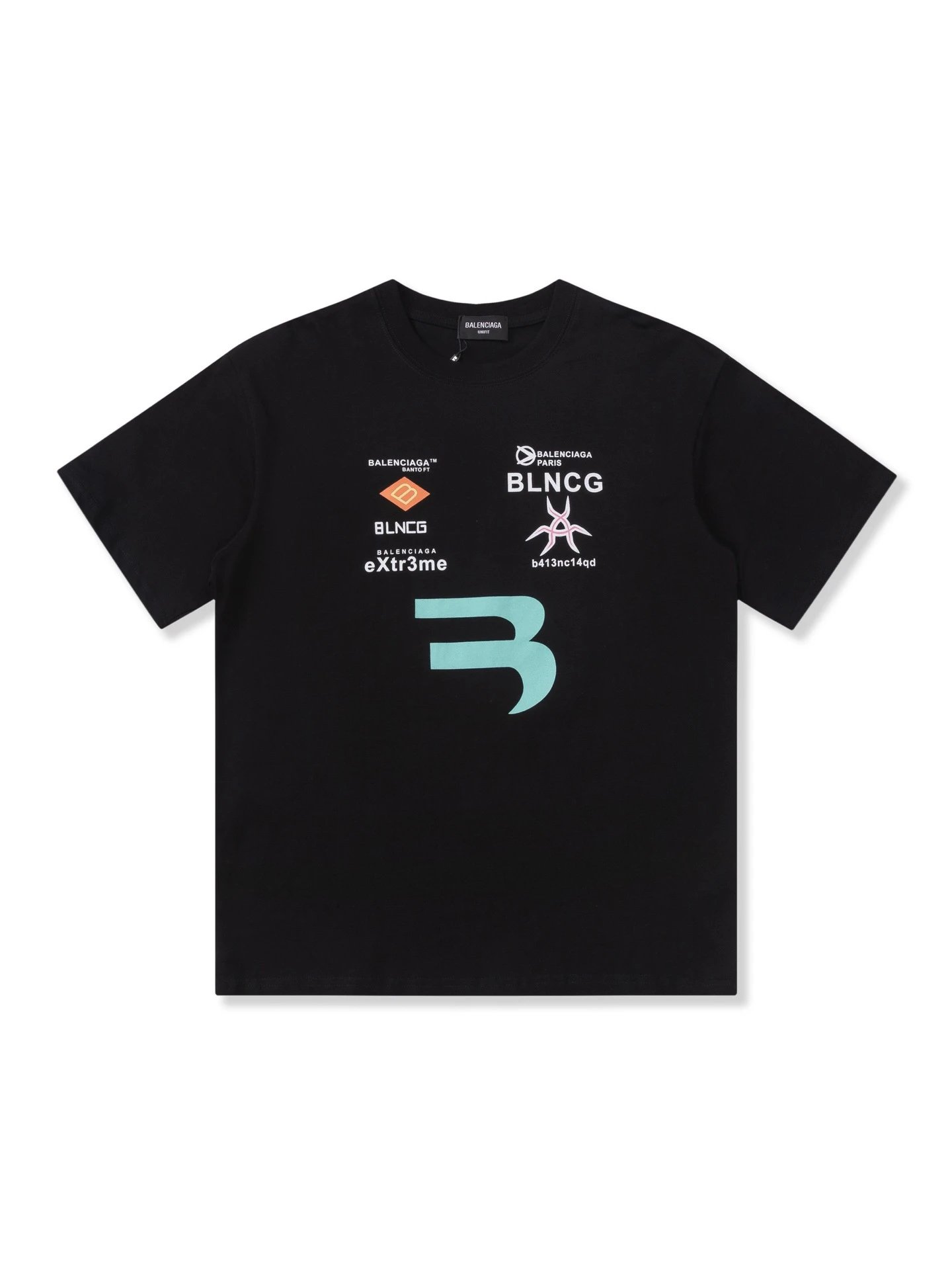Balenciaga T-Shirts Logo Print Crew Neck — B 0004 Black
