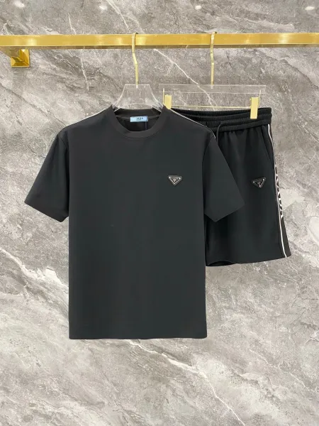 Prada Logo Patch Black T-Shirt and Shorts Set - 1