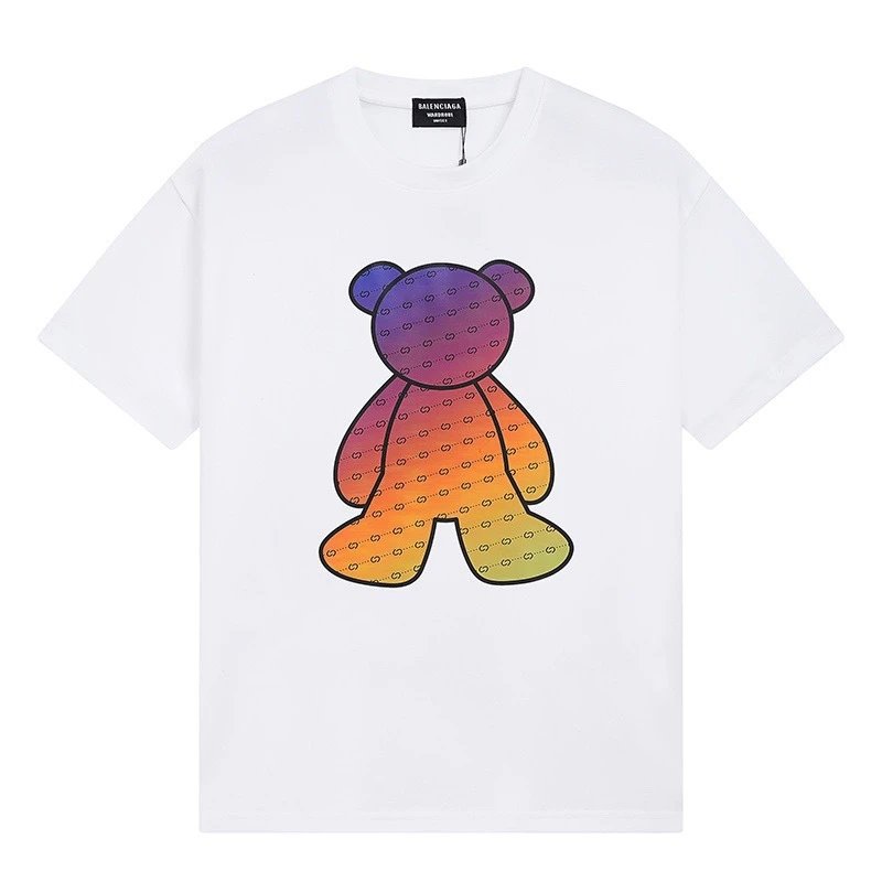 Balenciaga T-Shirts Logo Print Crew Neck — B 0010 white