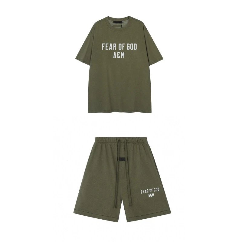 Fear of God Essentials Black Logo T-Shirt and Shorts Set - 8