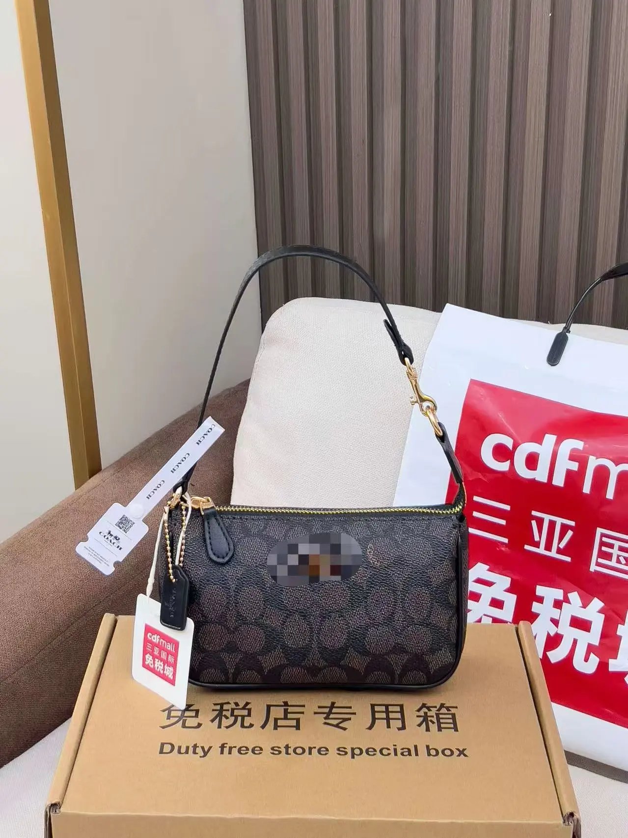 Coach Mini Shoulder Bag Beige Signature Canvas Shoulder Bag - 5