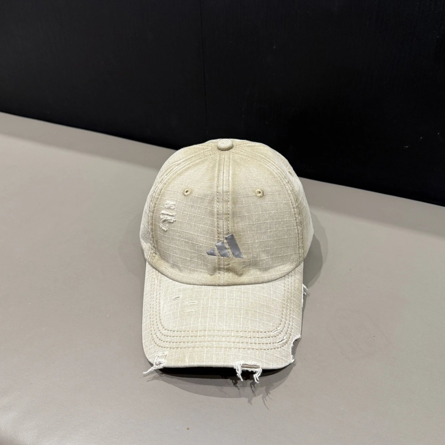 Prada Triangle Logo Washed Denim Baseball Cap Gray - 18