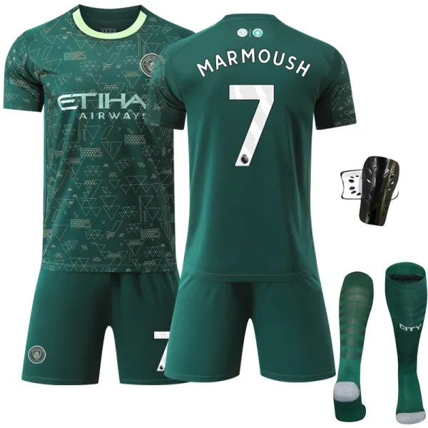 Manchester City FC 2023-24 Third Kit Haaland #9 Green Jersey Set - 3