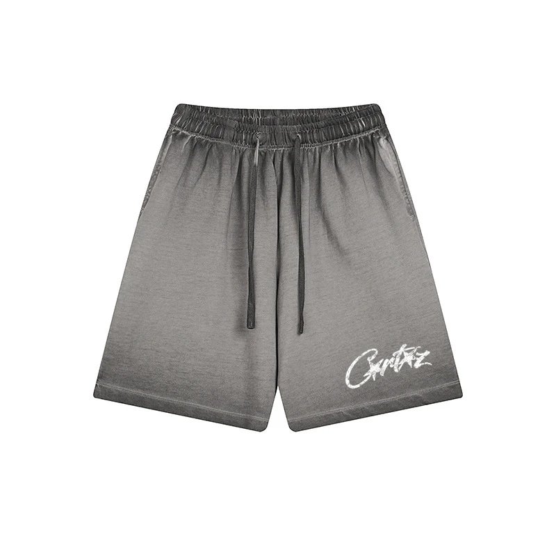 Corteiz Washed Gray Script Shorts - 18