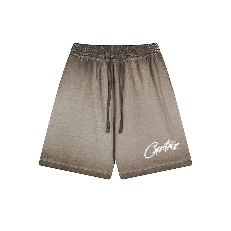 Corteiz Washed Gray Script Shorts - 24