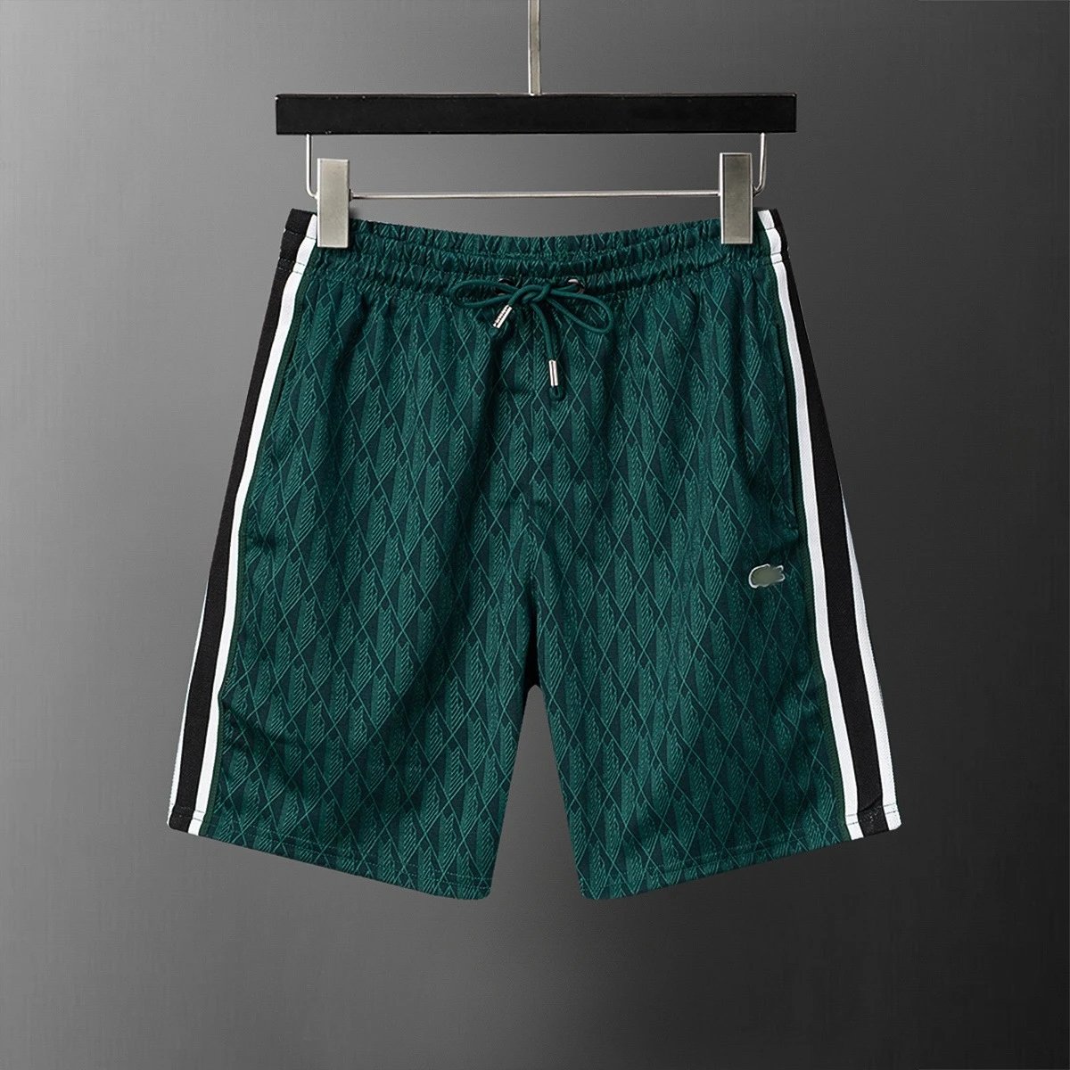 Lacoste Diamond Pattern Green Track Shorts - 1