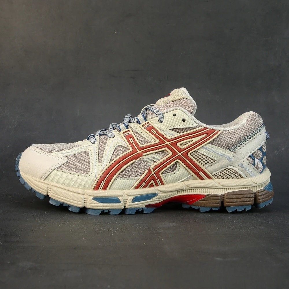 Asics Gel-Kayano 14 White / Gray / Olive Green Running Shoes - 9