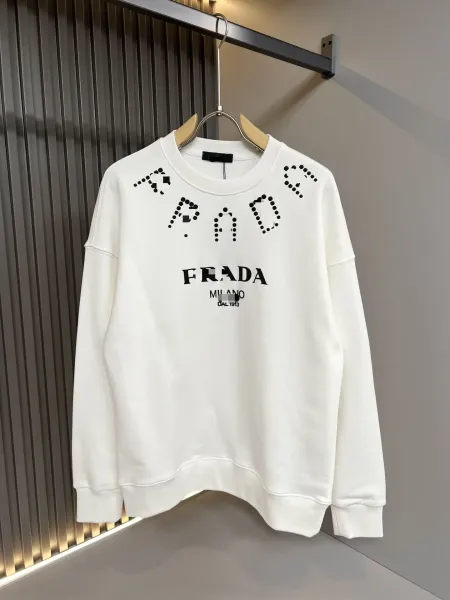 Prada Pixelated Logo White Hoodie - 1