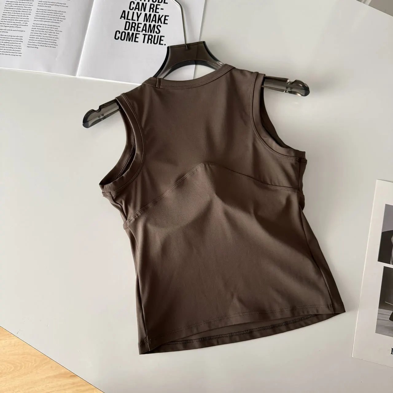 Alo Yoga Essential Seamless Tank Top Brown Activewear Vest Top - 5