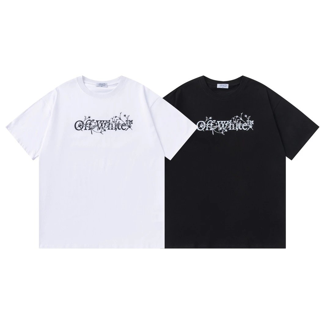 Off-White Floral Logo T-Shirt Black - 30