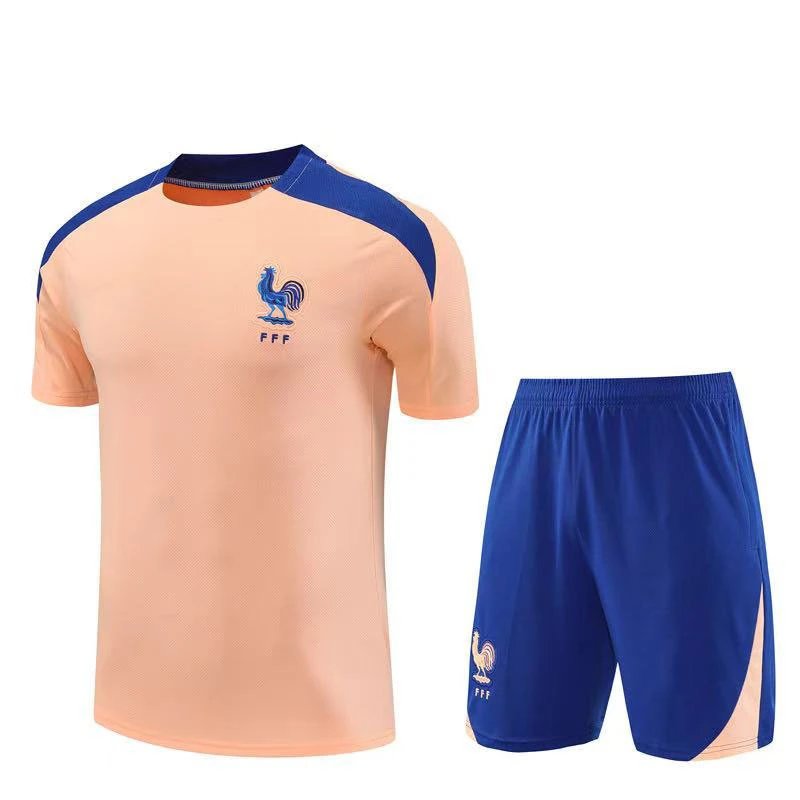 CBF Brazil Training Kit Black Orange Jersey and Shorts Sets - 4