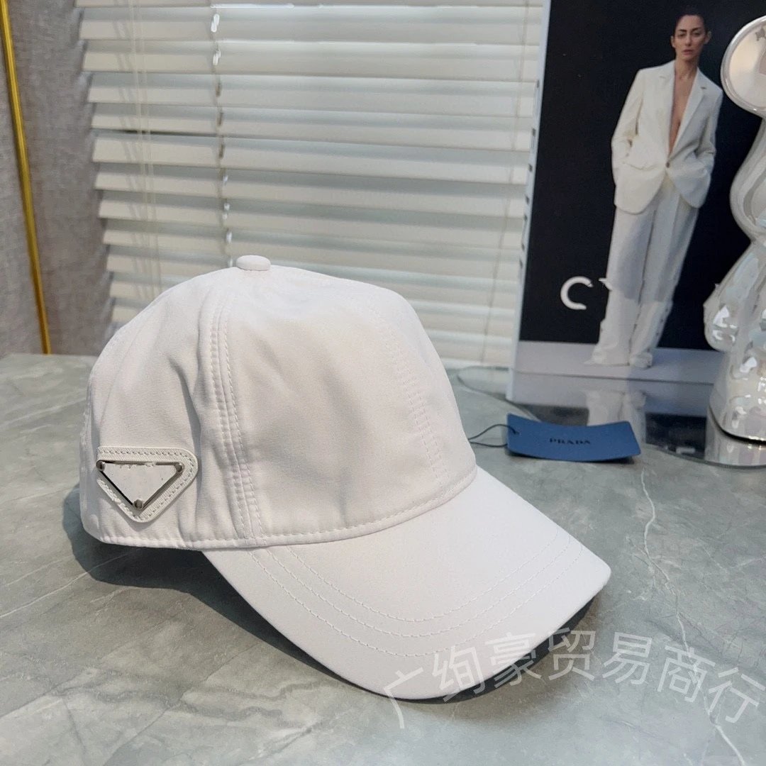 Prada Triangle Logo Baseball Cap Beige - 6