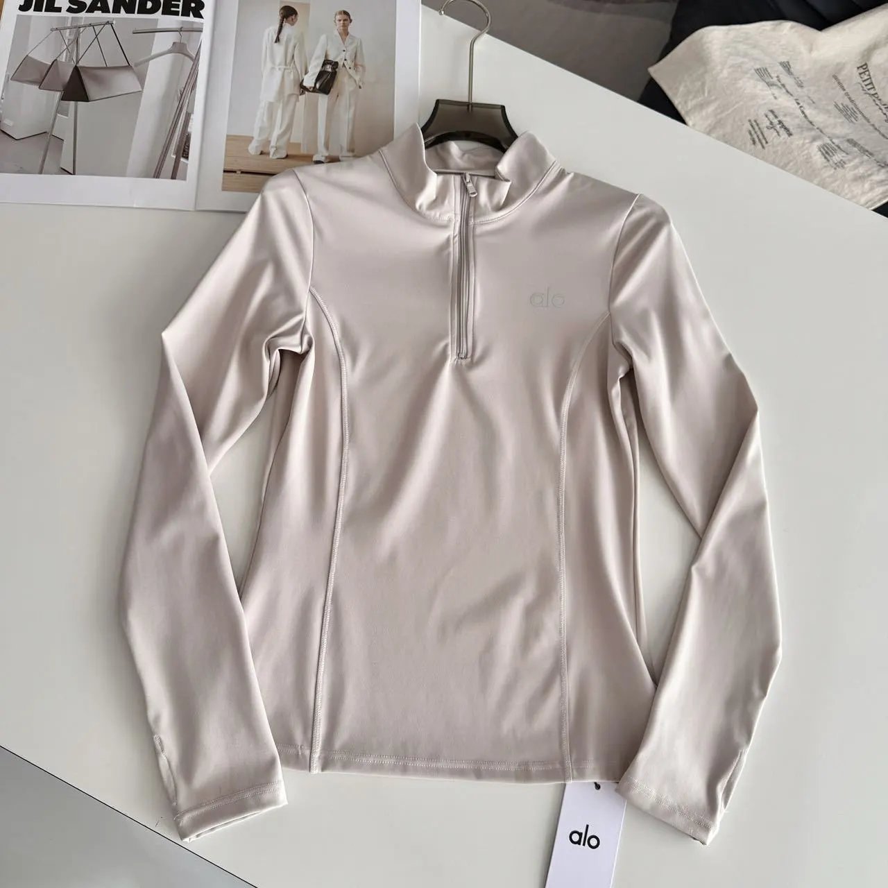 Alo Half-Zip Performance Top Mocha Activewear - 8