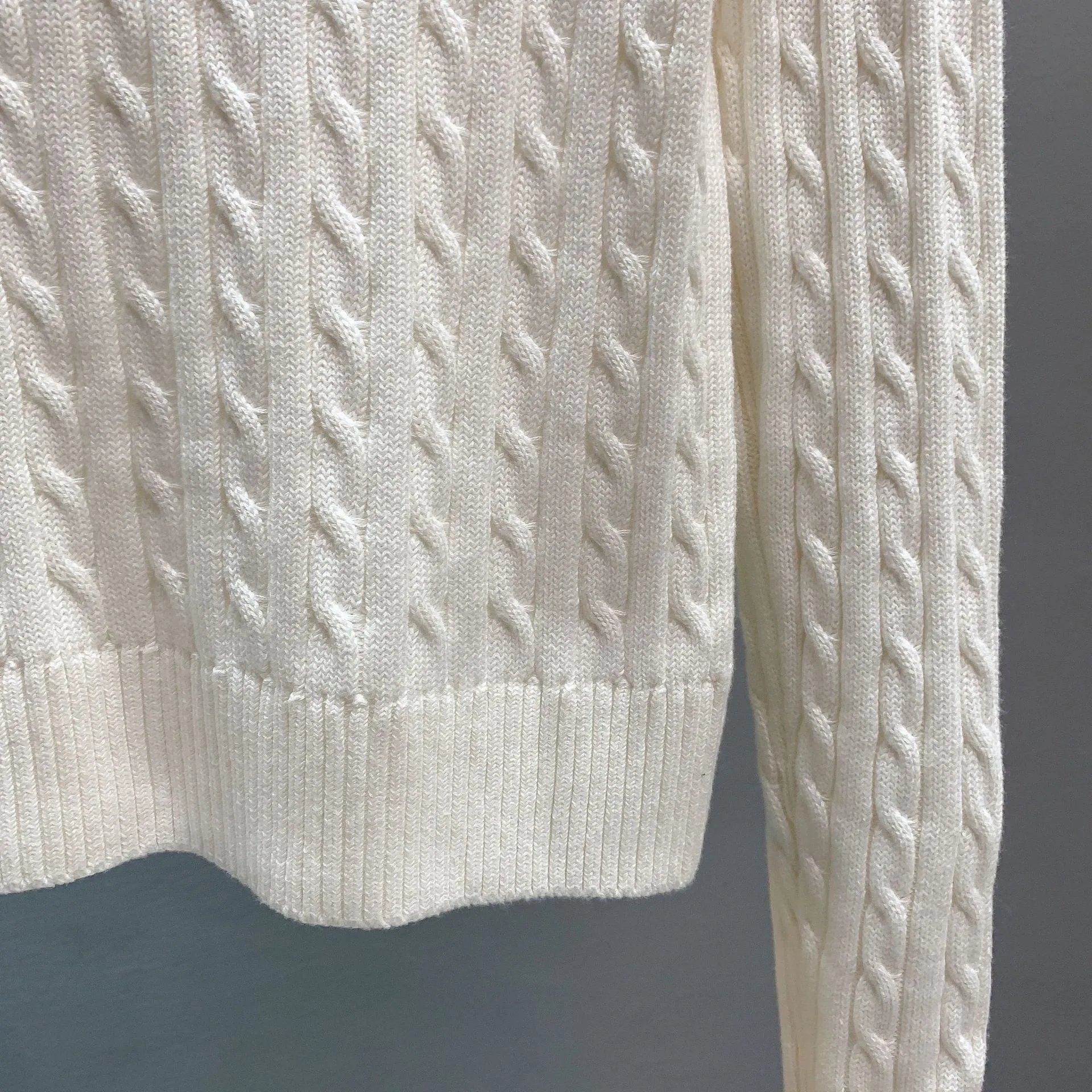 Polo Ralph Lauren Cable Knit Collar Cardigan White - 7