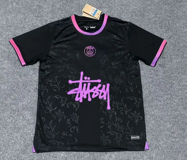 Stussy x Paris Saint-Germain Floral Print Jersey Black / Pink - 1