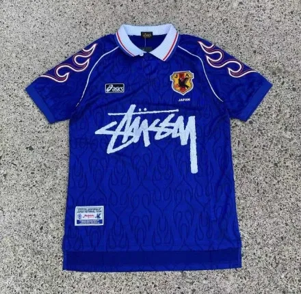 Stussy x Asics Japan National Team Polo Blue Jersey Polo Shirt - 1