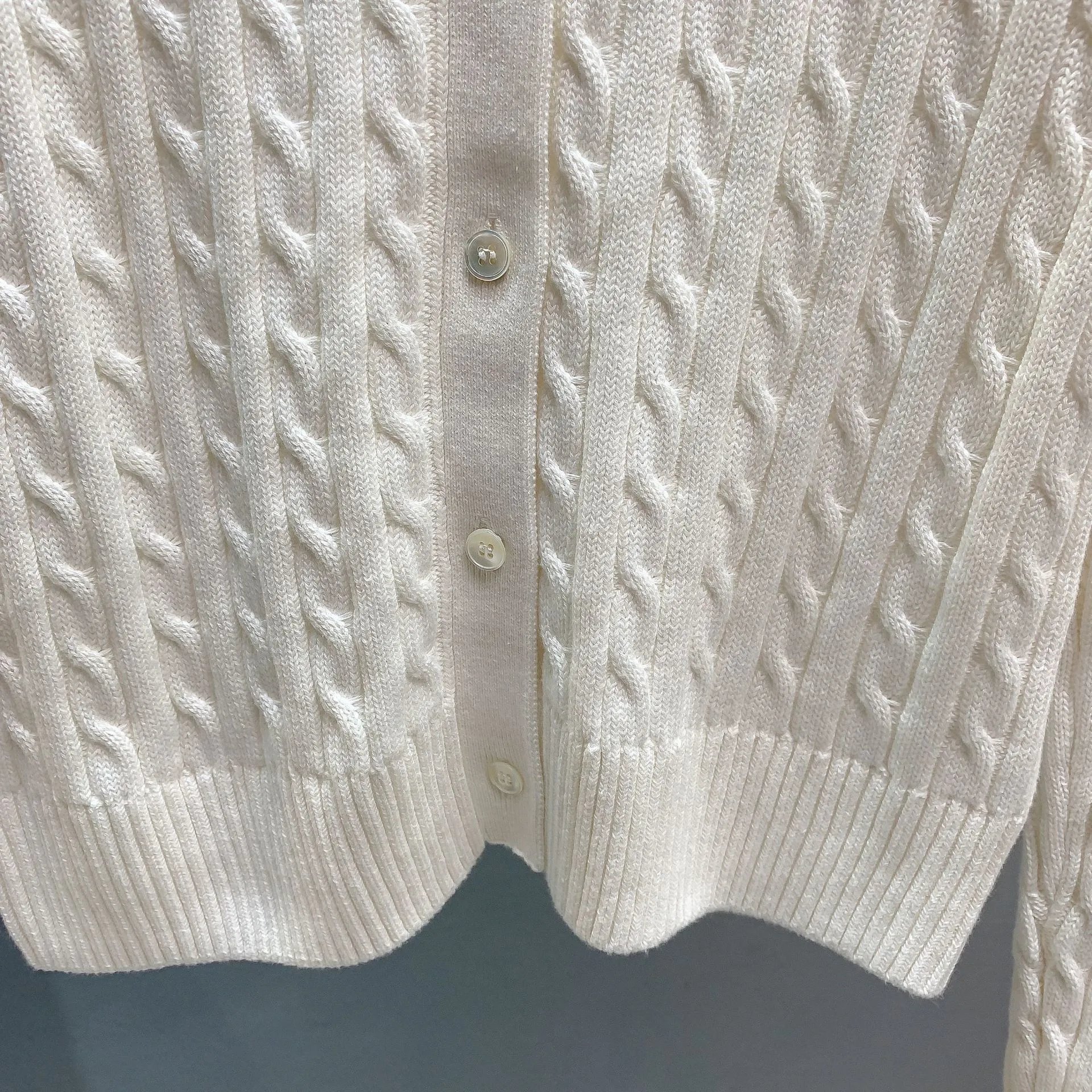 Polo Ralph Lauren Cable Knit Collar Cardigan White - 11