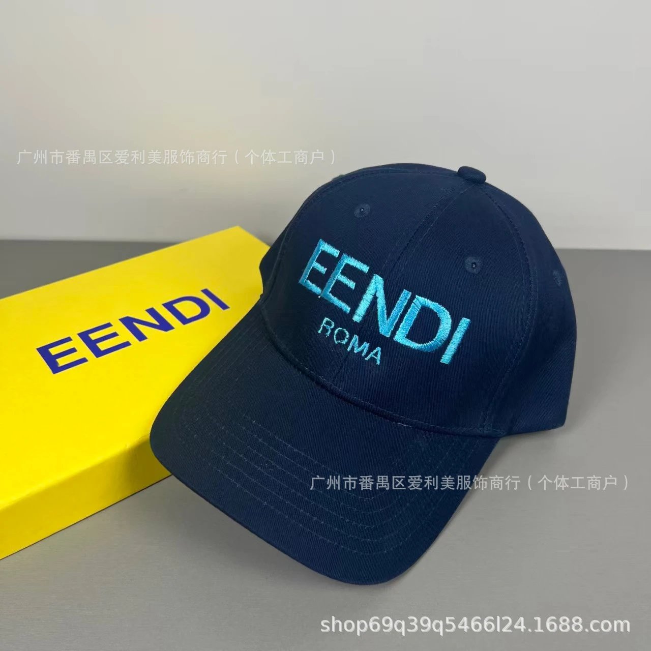 Fendi Eendi Roma Embroidered Navy Baseball Cap - 4