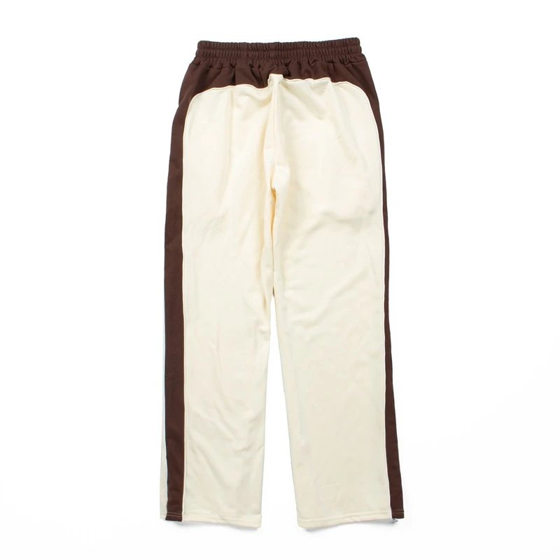 Design Track Pants Beige with Brown Stripe Sweatpants - 7