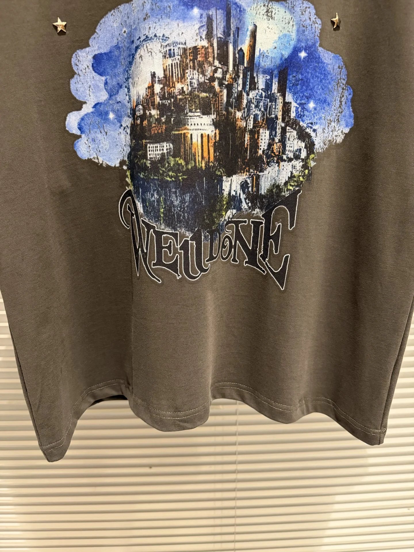 Design Wetdone Cityscape Cloud Print Black Oversized T-Shirt T-Shirts - 17