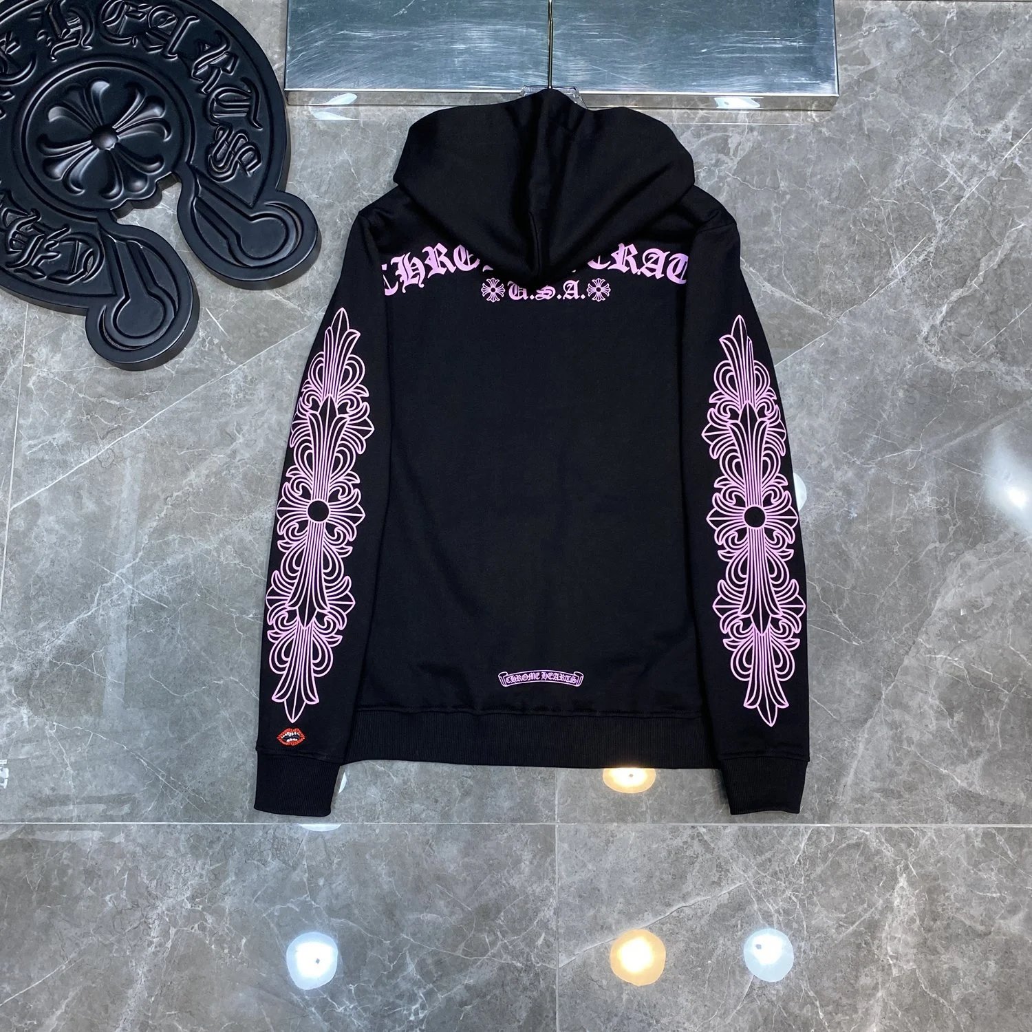 Chrome Hearts Floral Sleeve Hoodie Black - 12