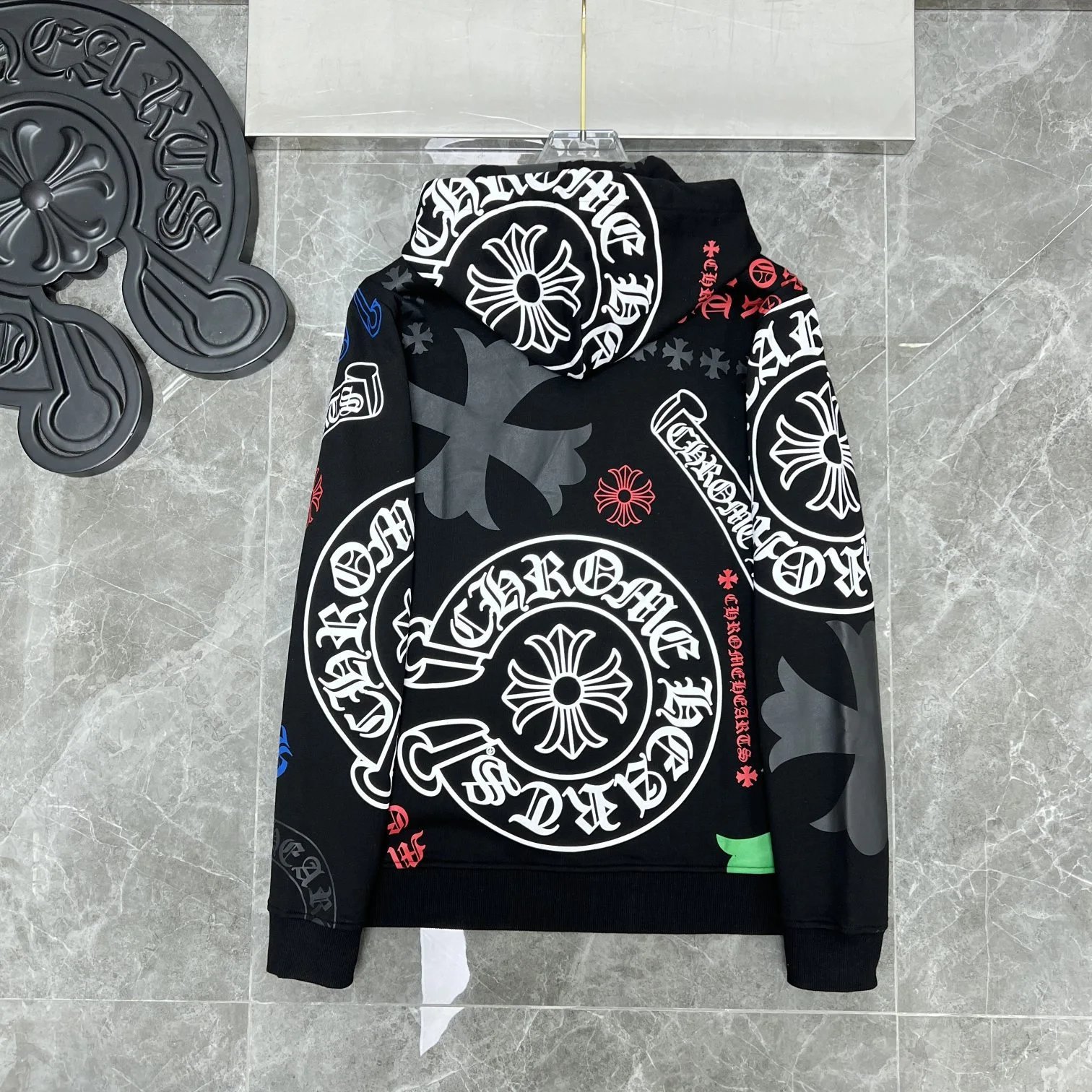 Chrome Hearts Floral Sleeve Hoodie Black - 16