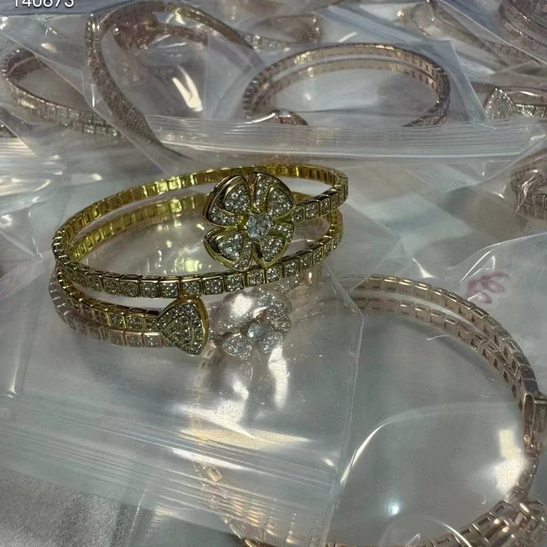 Bvlgari Serpenti Viper Flower Bracelet Gold Pave Diamond Bracelets Jewelry - 6