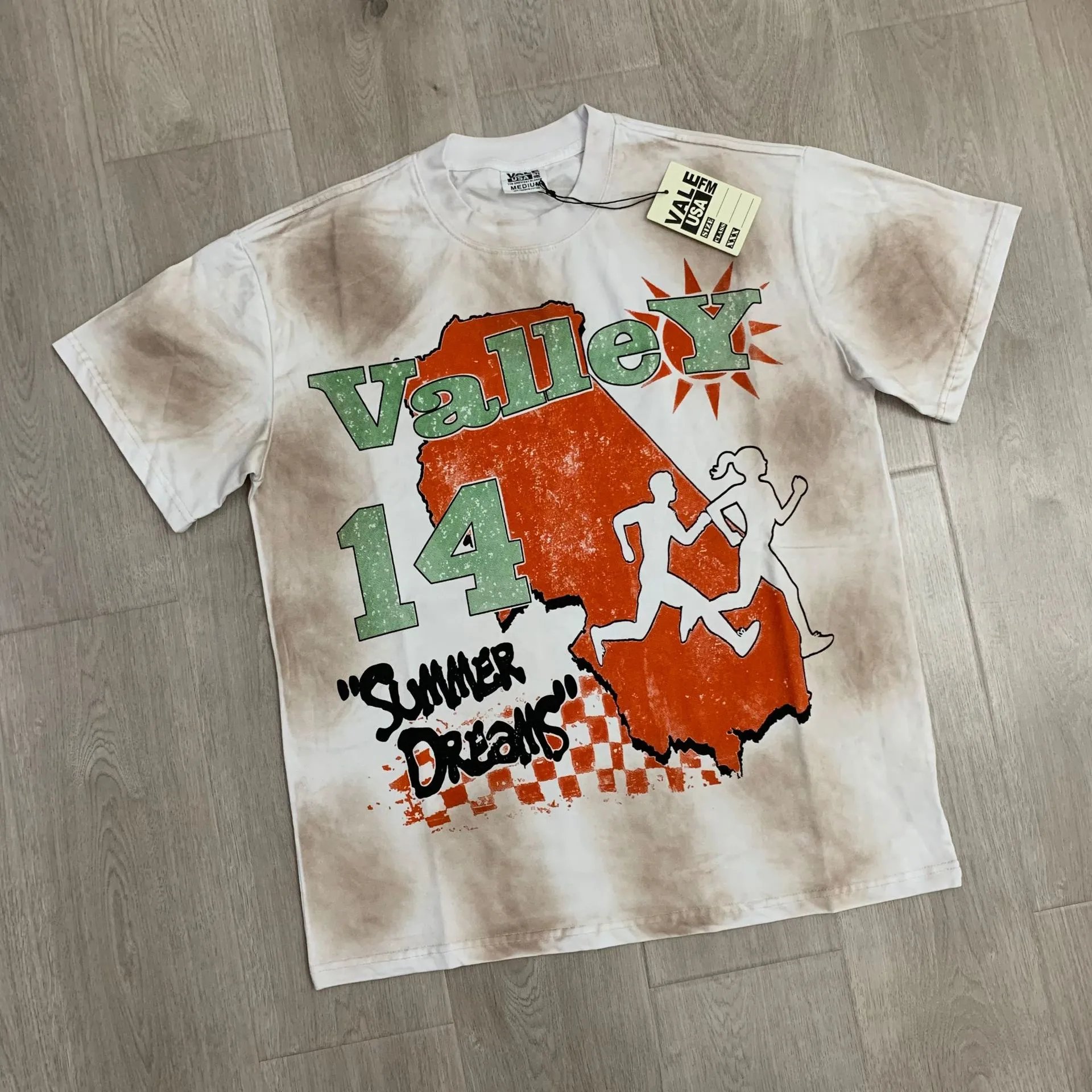 Design Peace Magazine Print T-Shirt White with Red Trim - 32