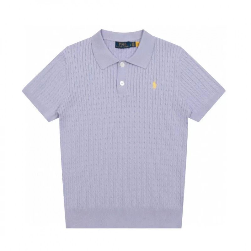 Polo Ralph Lauren Knitwear Short-Sleeve Cable-Knit Shirt — Taro purple