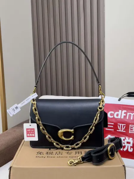 Coach Tabby Chain Shoulder Bag Black with Gold Hardware - 1