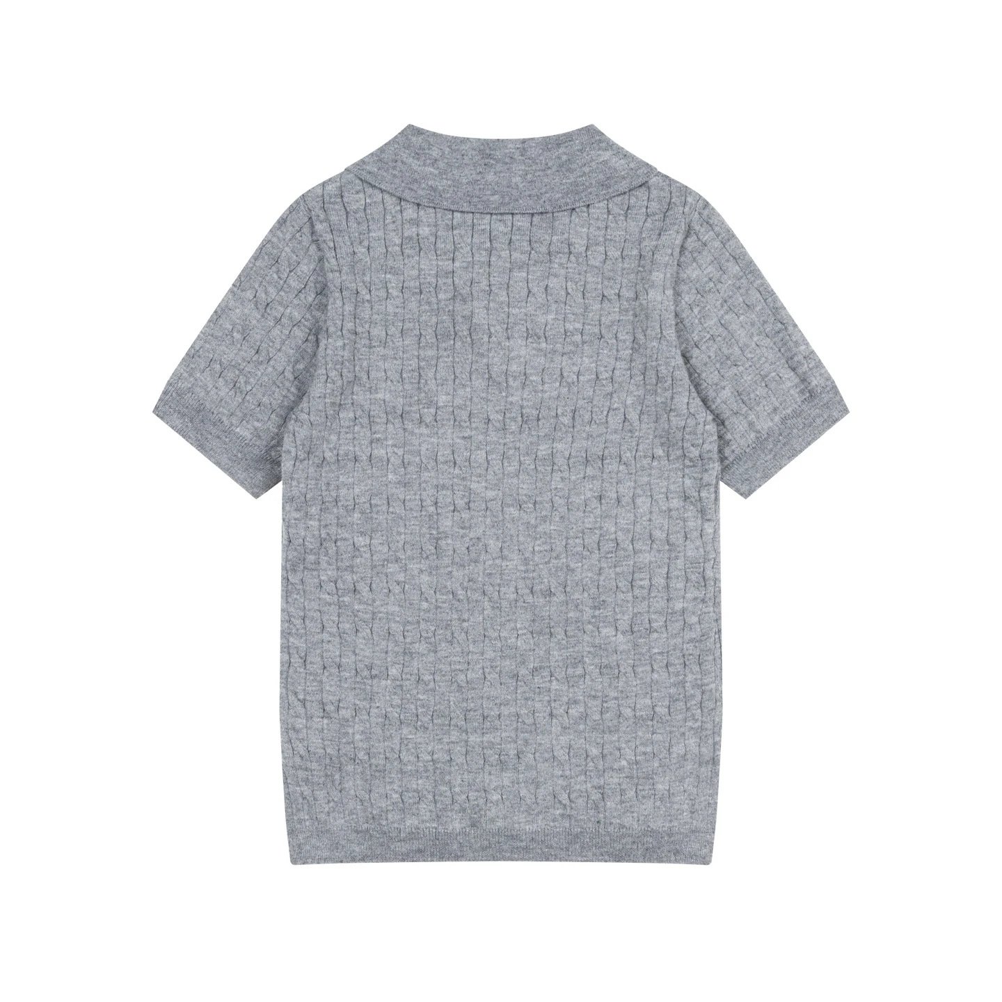 Mardi Mercredi Cable Knit Polo in Mint with Embroidered Daisy Polo Shirt - 17