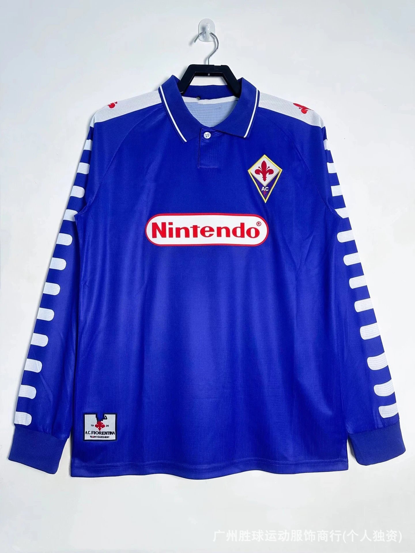 Argentina AFA 1994 Away Jersey Blue Black Diamond Pattern Long-Sleeve Soccer Jersey - 13