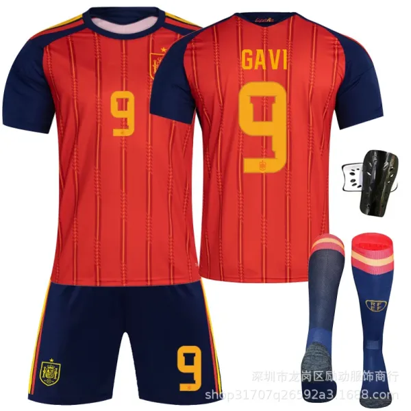 Design Spain National Team Home Kit Red / Navy Jersey Shorts Socks Set Sets - 17