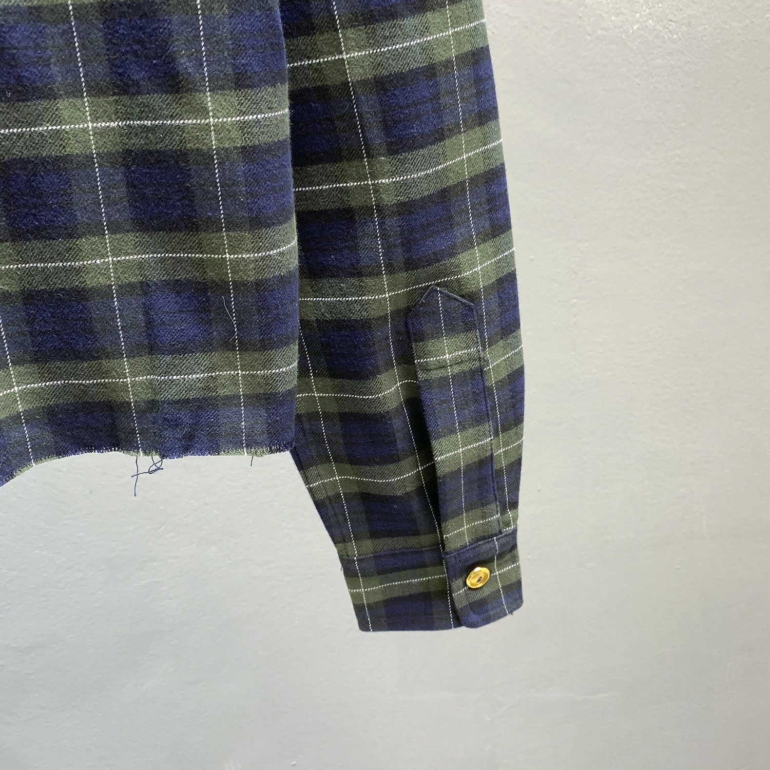 Design Plaid Pleated Skirt with Gold Buttons Navy and Green Skirt - 6