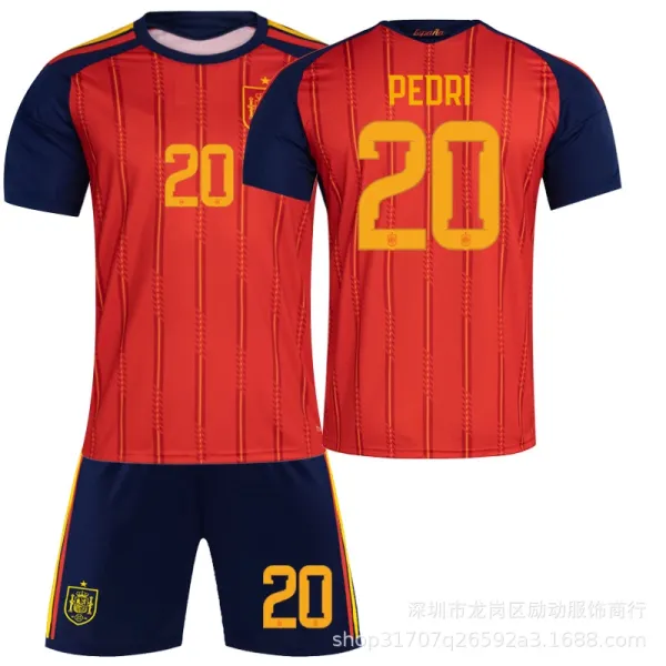 Design Spain National Team 2020 Home Jersey and Shorts Set Red / Navy Sets - 1