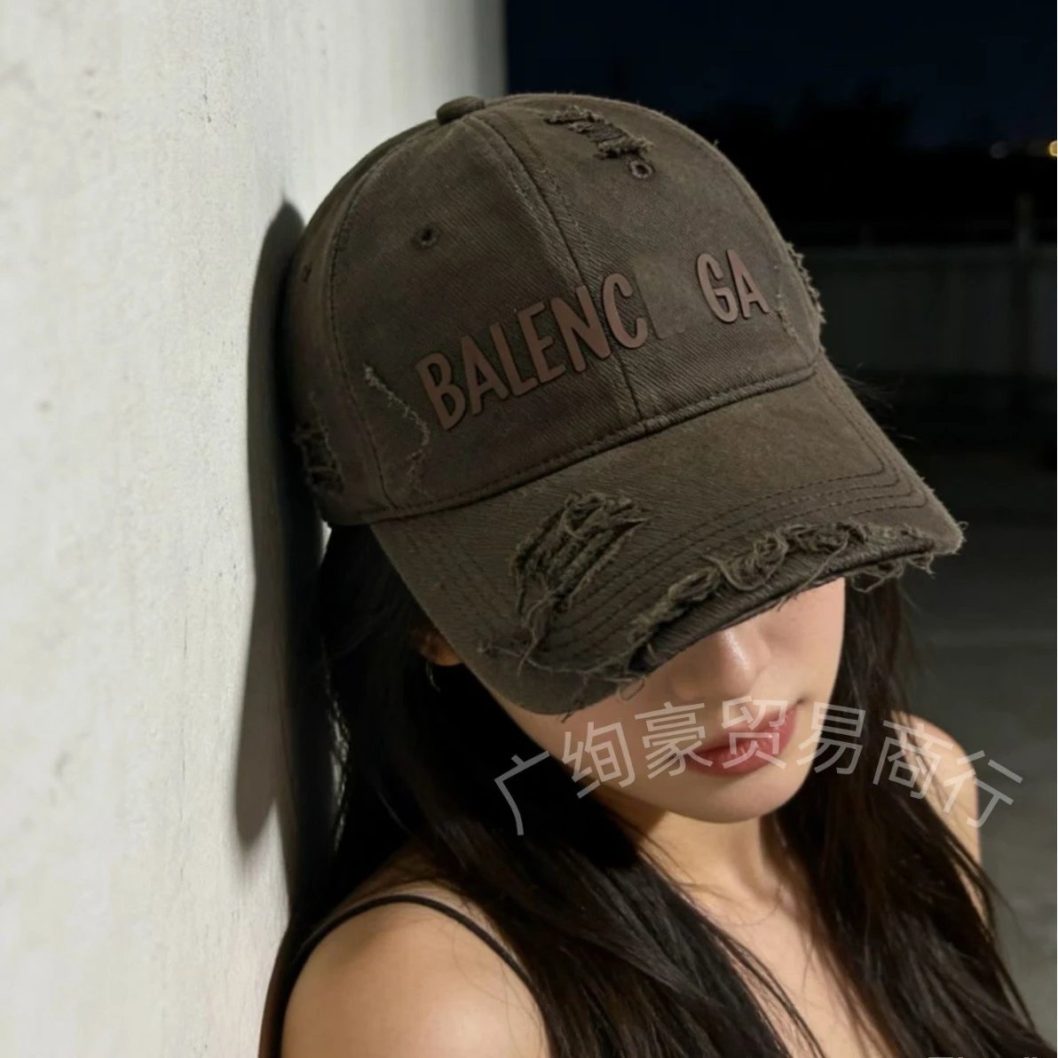 Balenciaga Hats Distressed Logo Baseball Cap image 3