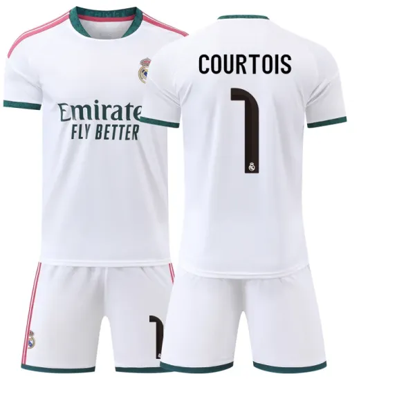 Real Madrid Courtois #1 White Home Jersey Set - 1