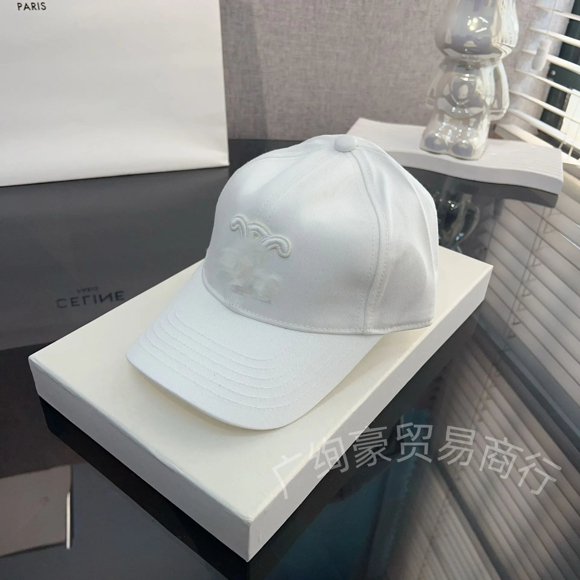 Design Abstract Ink Print White Baseball Cap - 9
