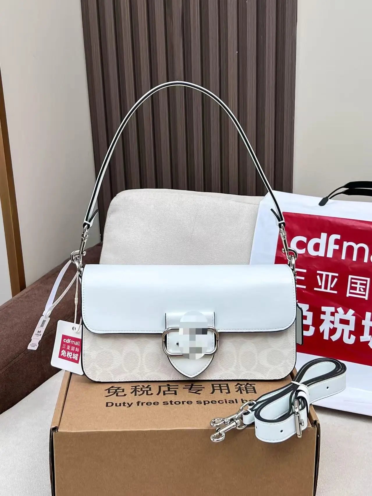 Celine Triomphe Canvas Shoulder Bag Beige and Burgundy - 9
