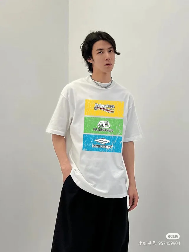 Balenciaga T-Shirts Logo Print Crew Neck product detail image 6