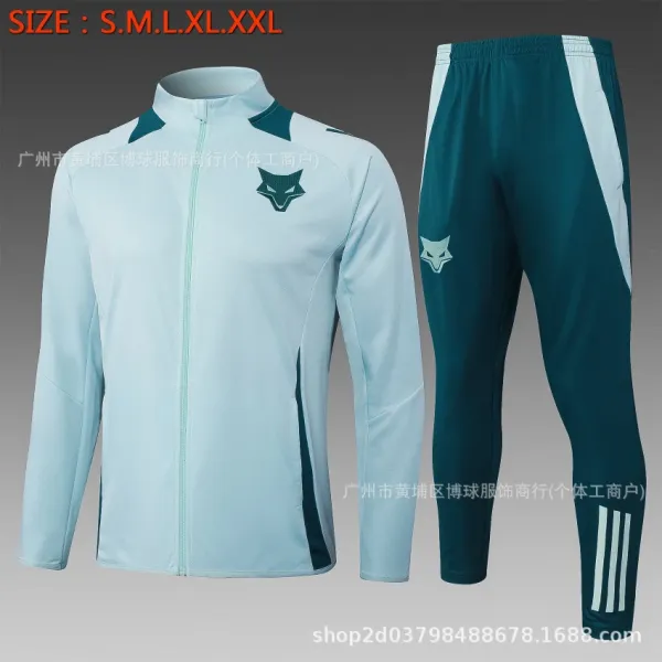 Design Fox Logo Tracksuit Set Light Blue and Teal - 1