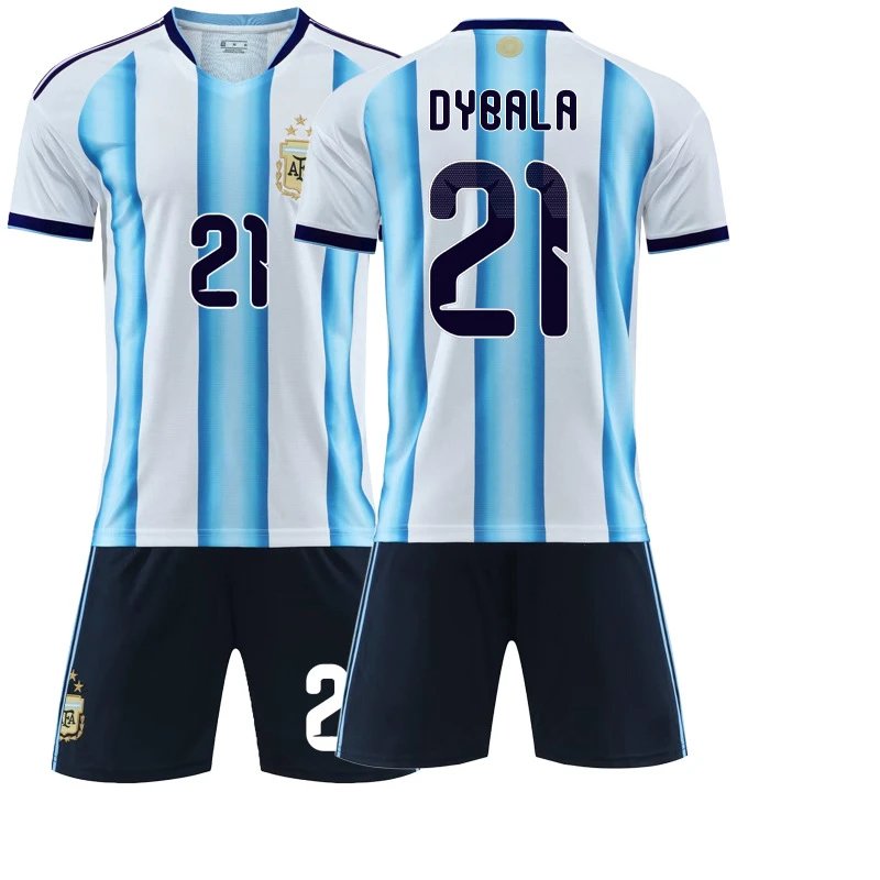 Design Argentina National Team Lionel Messi #10 Home Kit Blue and White Striped Jersey Set Jersey - 13
