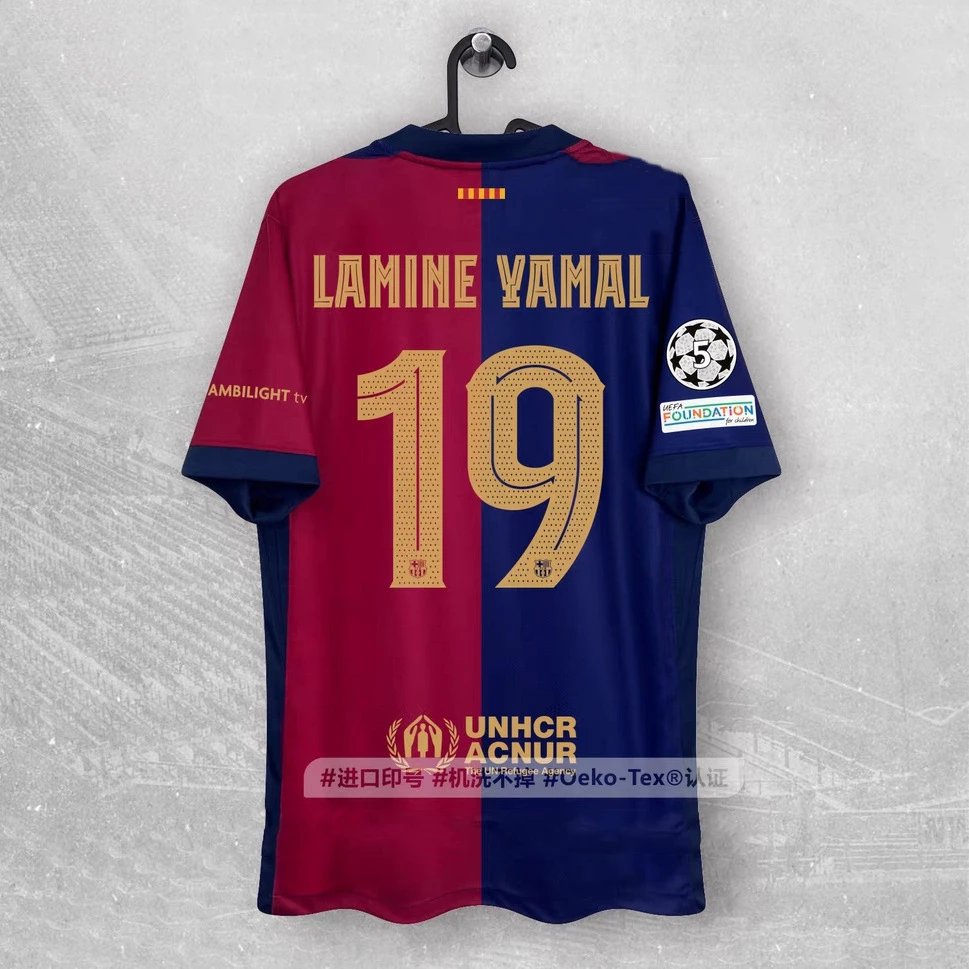 FC Barcelona Football Jerseys Player-name and number print with UEFA Champions League patches image 2