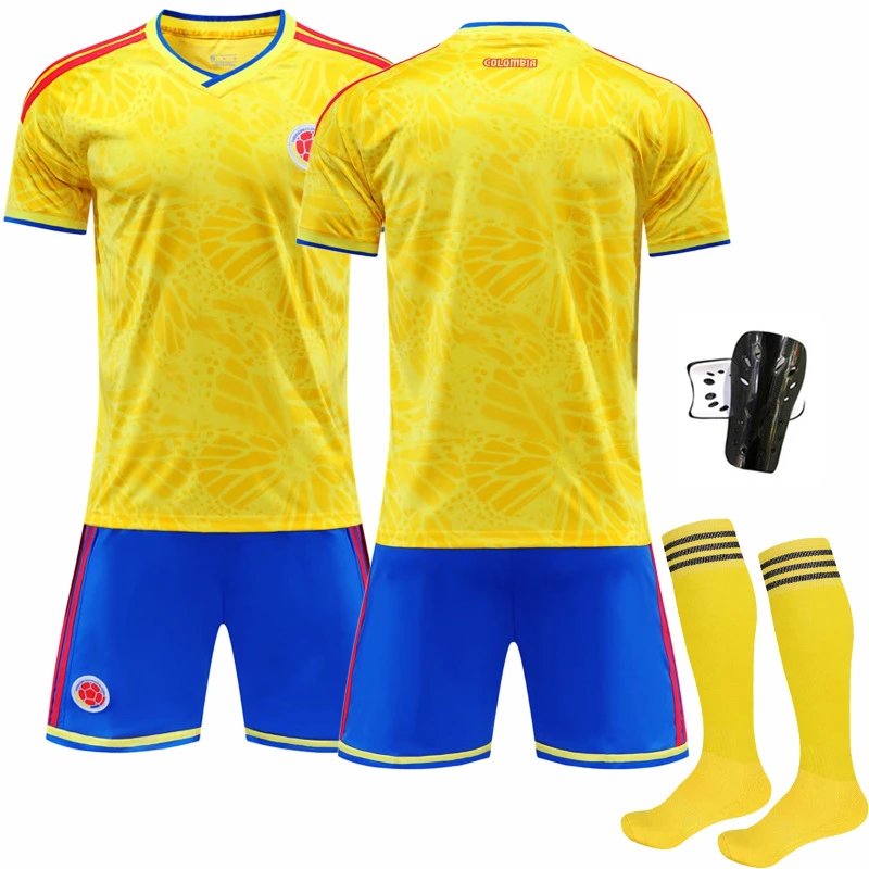 Design Colombia National Team Inspired Soccer Jersey Set Yellow Blue Jersey - 3