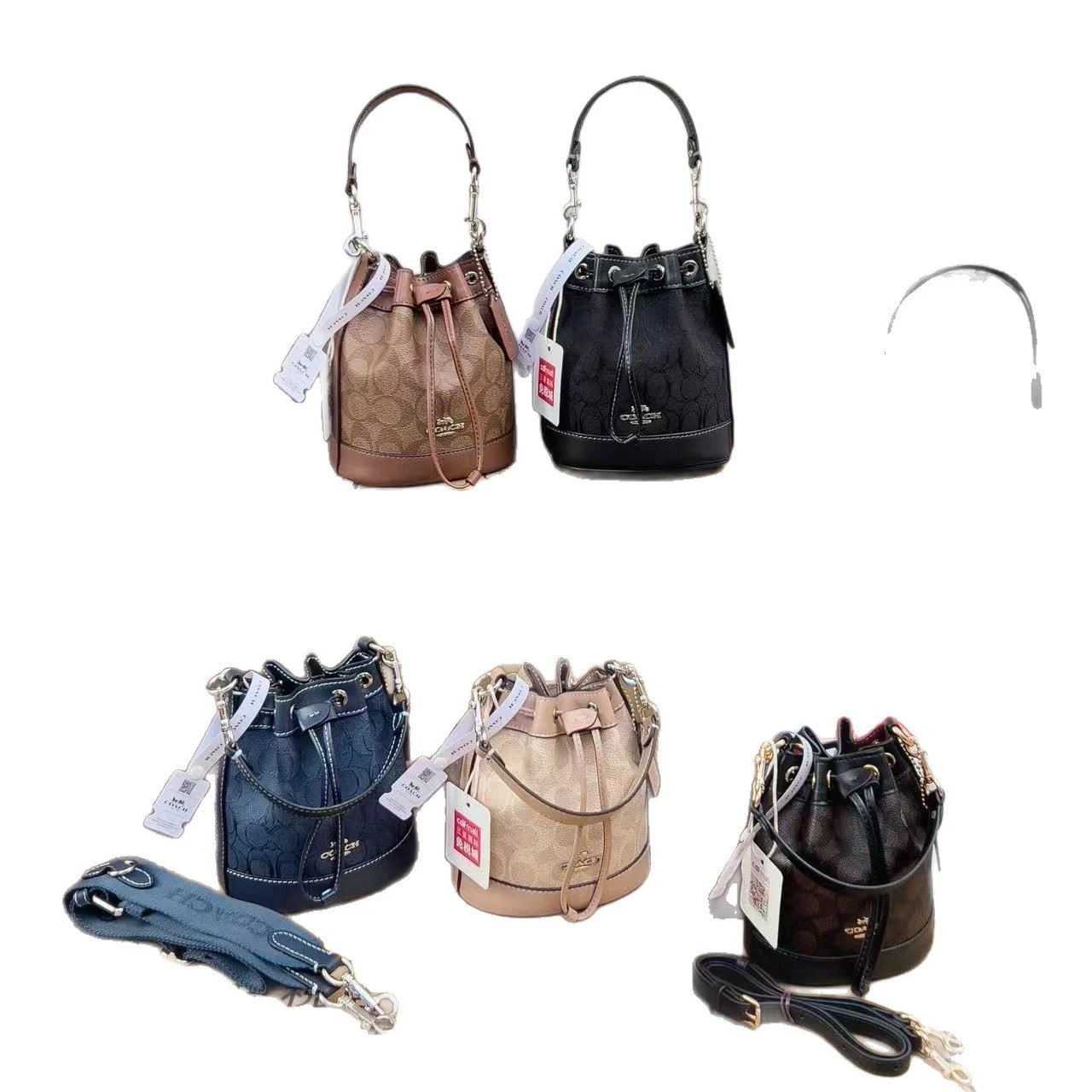 Coach Bucket Bag in Brown Signature Canvas with Leather Trim Handbags - 2